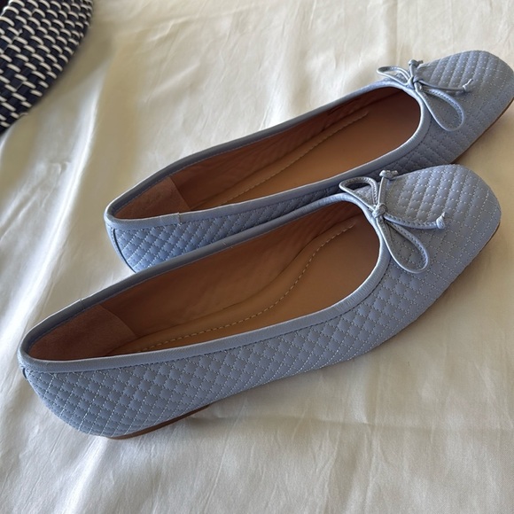 New Light Blue Quilted Ashton Ballet Flats Elegant Loafers Coquette Preppy Bow - Picture 11 of 11